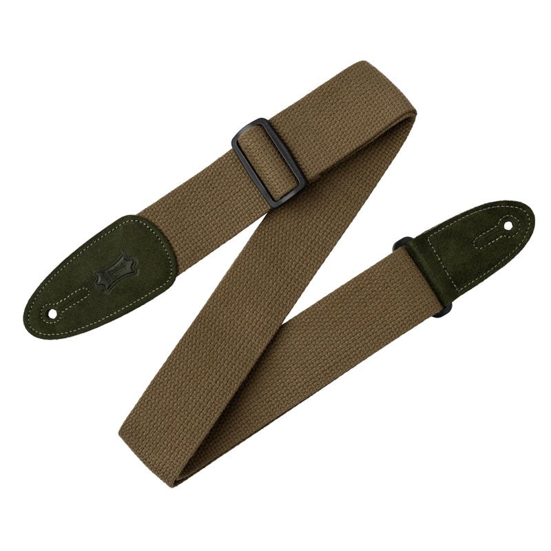 Levy's Leathers MC8-GRN 2" cotton guitar strap with suede ends and tri-glide adjustment. Adjustable to 58"; Green - Image 1